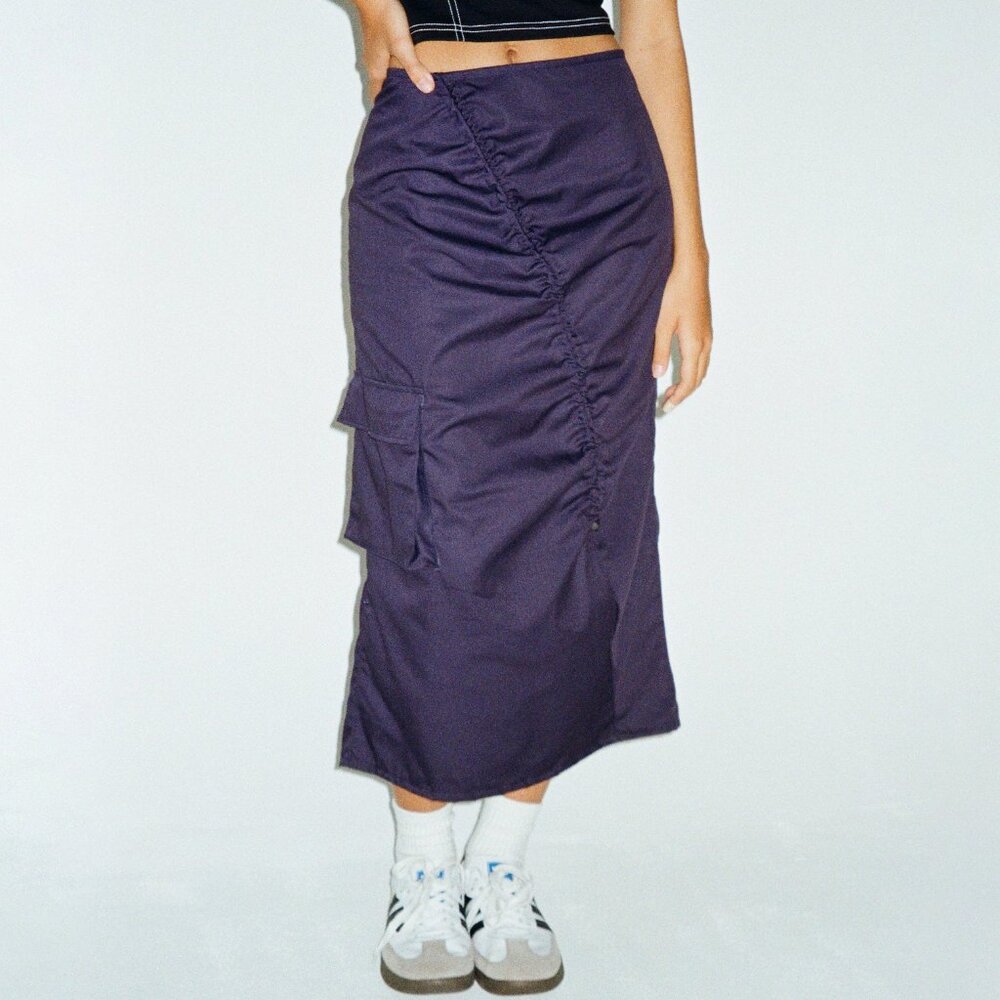 Motel Rocks Enore Midi Skirt in Navy